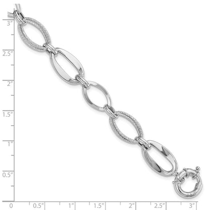 10K Weißgold Poliert und Strukturiert Glieder Armband