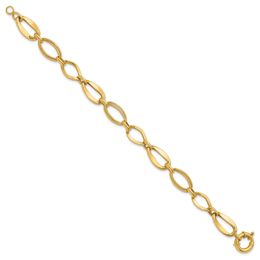 10K Gelbgold Poliert und Strukturiert Glieder Armband