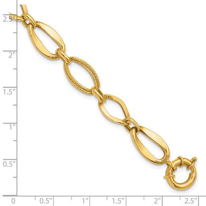 10K Gelbgold Poliert und Strukturiert Glieder Armband