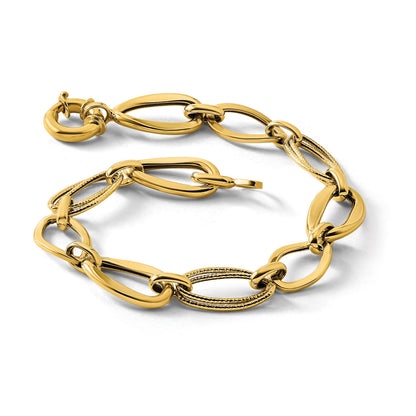 10K Gelbgold Poliert und Strukturiert Glieder Armband