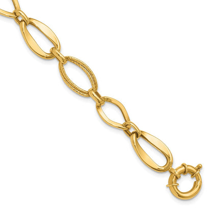 10K Gelbgold Poliert und Strukturiert Glieder Armband