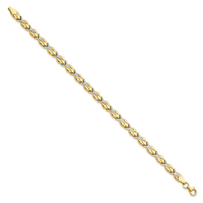10K Gelb Rhodium Weiß Poliert/diamantiert Armband