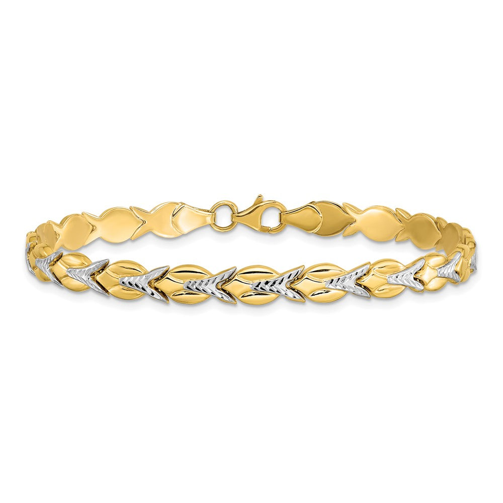 10K Gelb Rhodium Weiß Poliert/diamantiert Armband