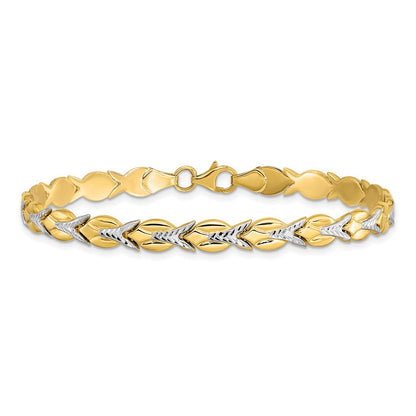10K Gelb Rhodium Weiß Poliert/diamantiert Armband