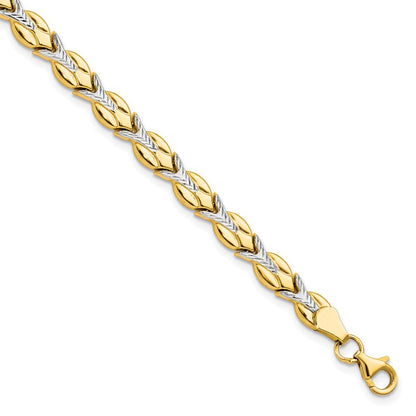 10K Gelb Rhodium Weiß Poliert/diamantiert Armband