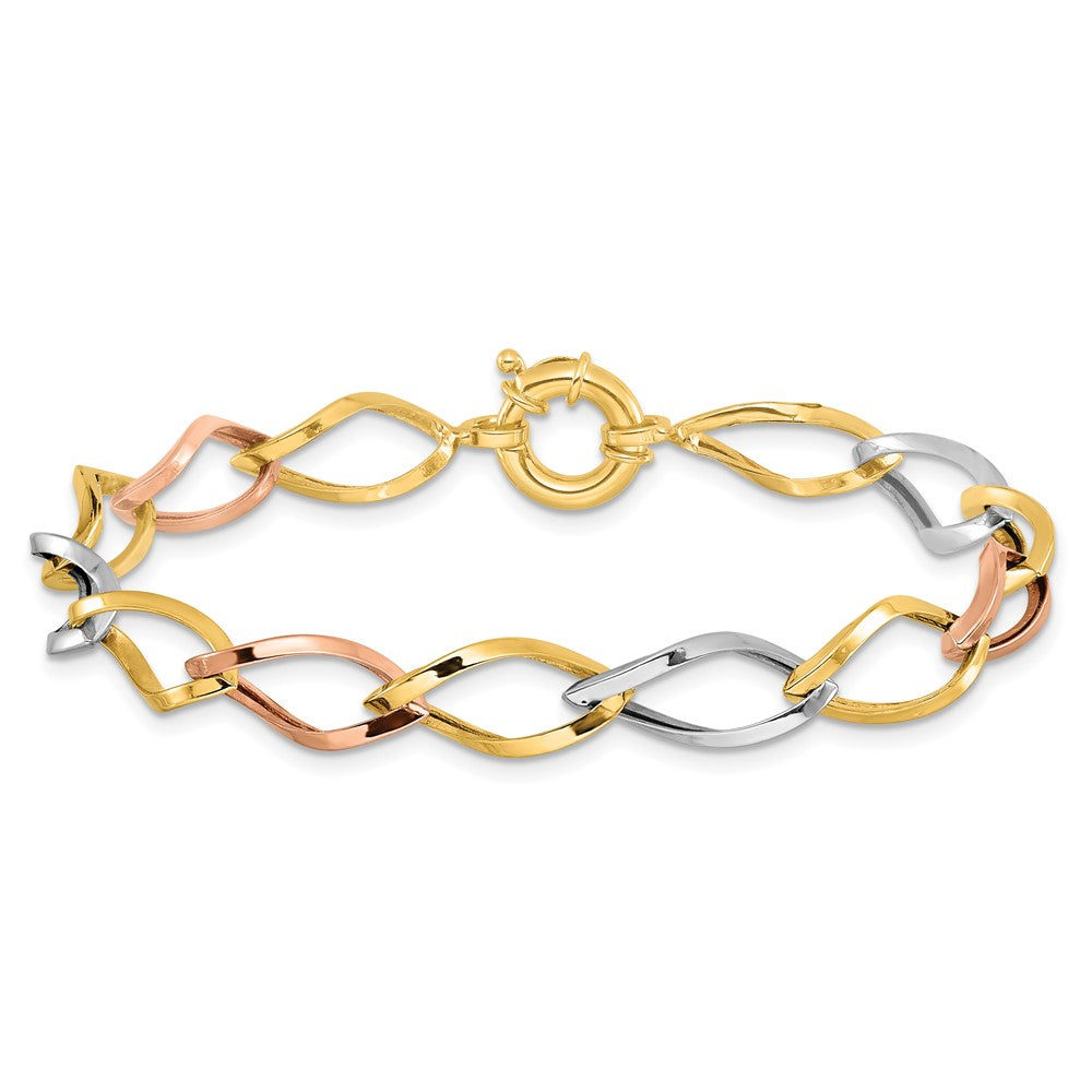 10K Tricolor Poliert Glieder Armband