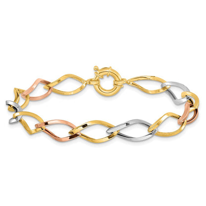 10K Tricolor Poliert Glieder Armband