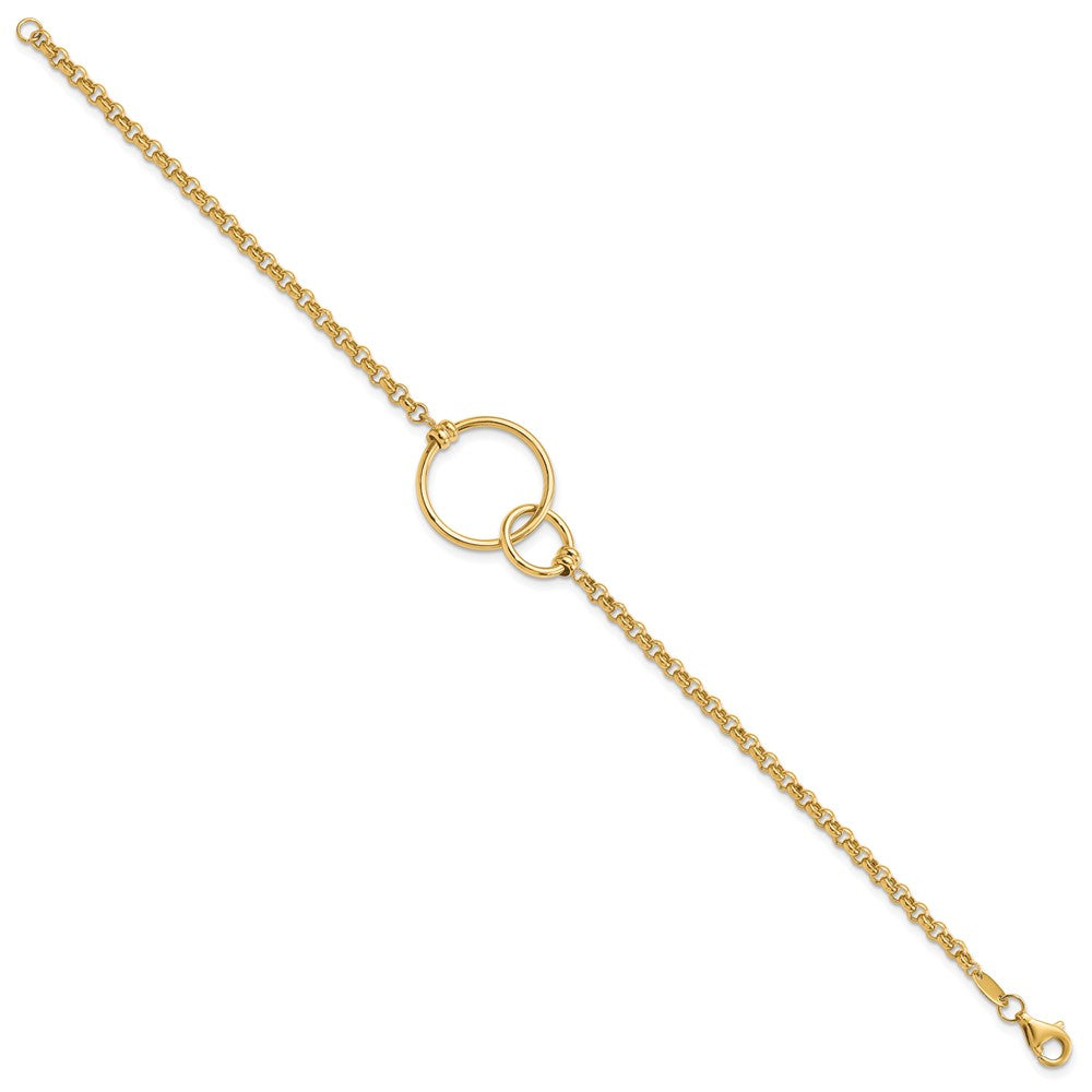 10K Gelbgold Poliert Interlocking Kreise Glieder Armband