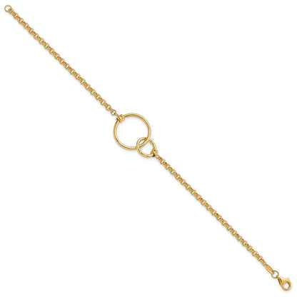 10K Gelbgold Poliert Interlocking Kreise Glieder Armband