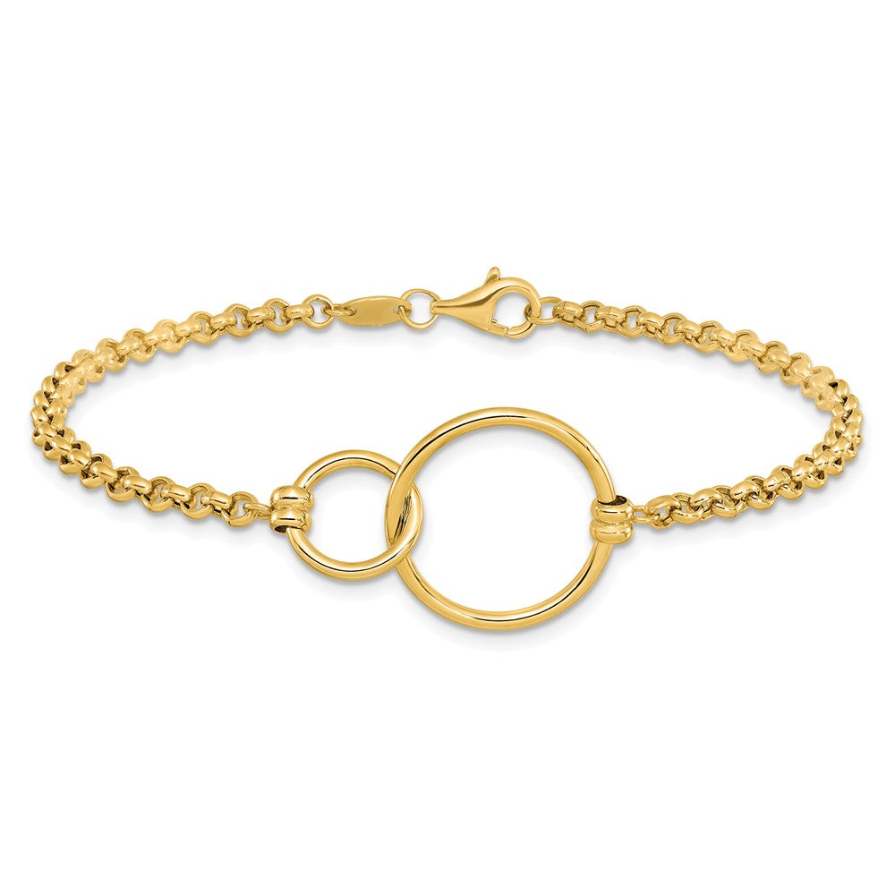 10K Gelbgold Poliert Interlocking Kreise Glieder Armband