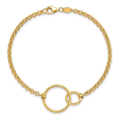 10K Gelbgold Poliert Interlocking Kreise Glieder Armband