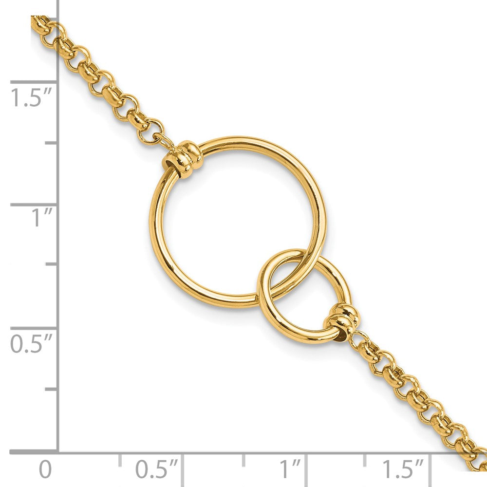 10K Gelbgold Poliert Interlocking Kreise Glieder Armband