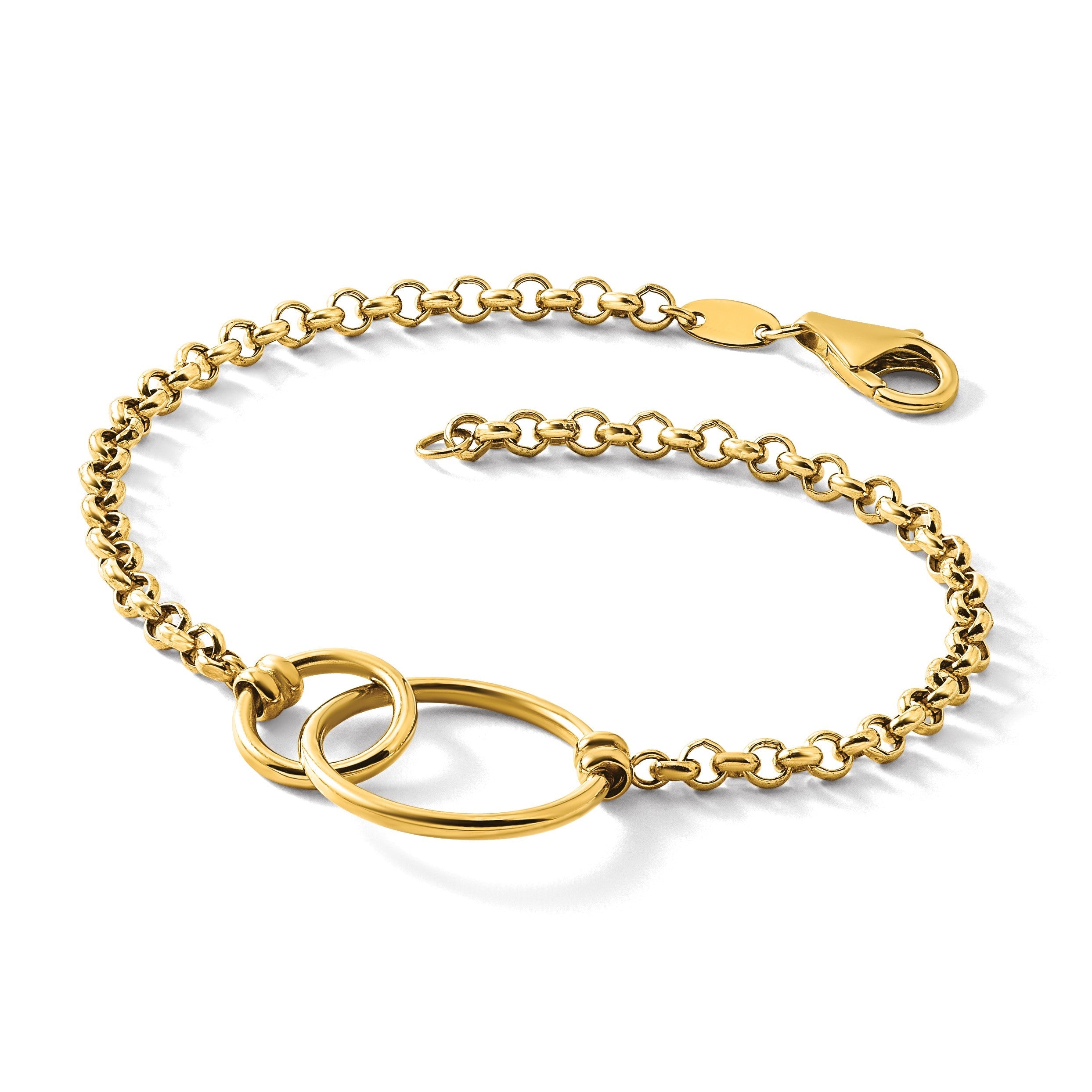 10K Gelbgold Poliert Interlocking Kreise Glieder Armband