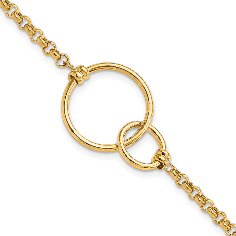 10K Gelbgold Poliert Interlocking Kreise Glieder Armband