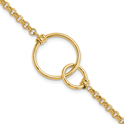 10K Gelbgold Poliert Interlocking Kreise Glieder Armband