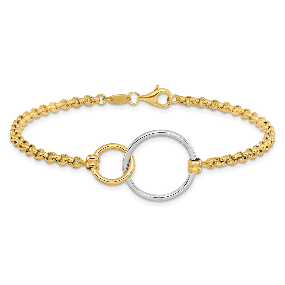 10K Bicolor Poliert Interlocking Kreise Glieder Armband