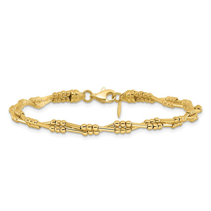 10K Gelbgold Poliert Fantasie Gekugelt Armband