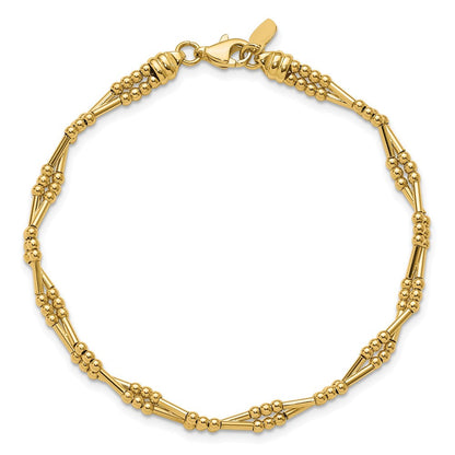 10K Gelbgold Poliert Fantasie Gekugelt Armband