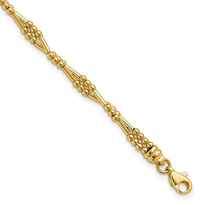 10K Gelbgold Poliert Fantasie Gekugelt Armband
