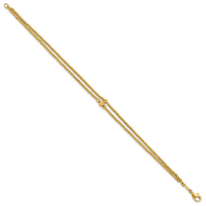 10K Gelbgold Poliert und Diamantiert Perlen 2 Strang Armband