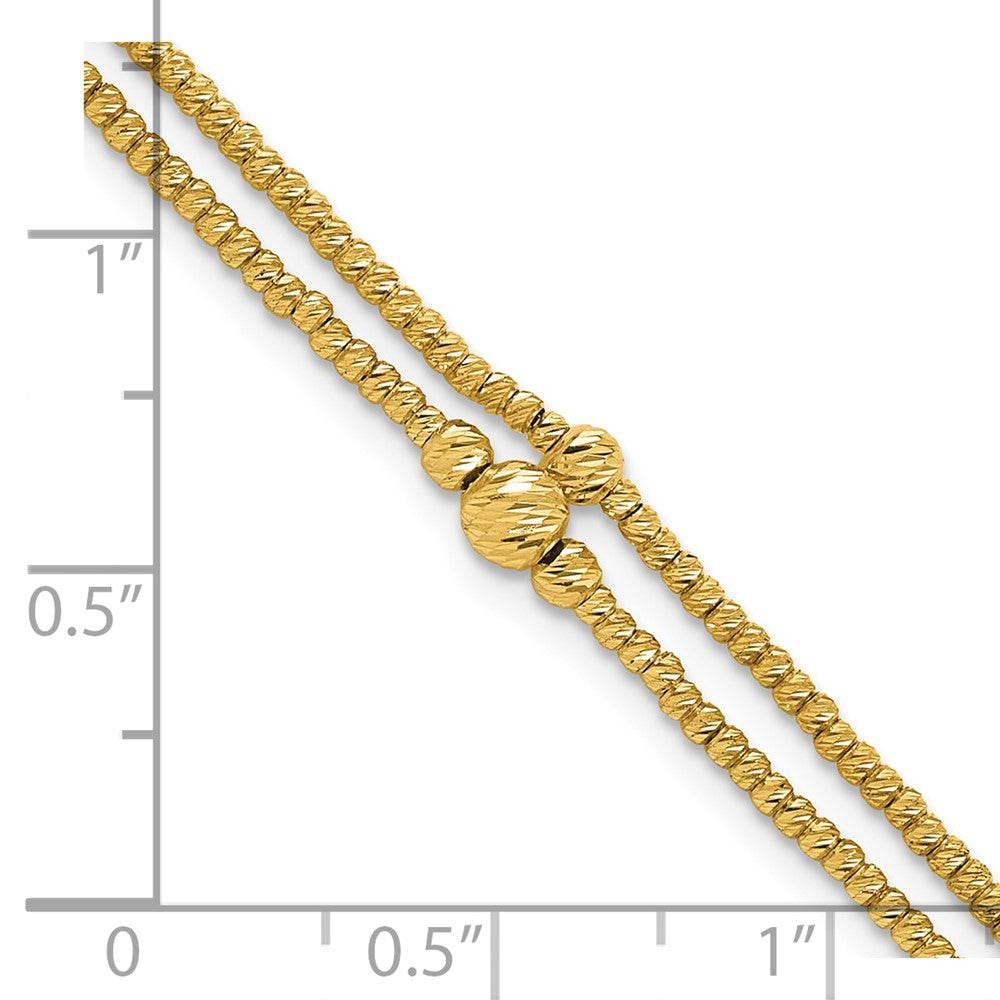 10K Gelbgold Poliert und Diamantiert Perlen 2 Strang Armband