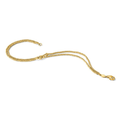 10K Gelbgold Poliert und Diamantiert Perlen 2 Strang Armband