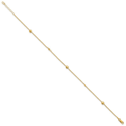 10K Gelbgold Poliert und Diamant-cut Fantasie Plus Verlängerung. Kette Fußkettchen