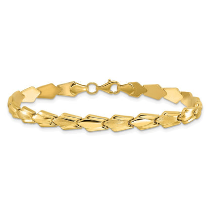 10K Gelbgold Poliert und Satiniert Fantasieglieder Armband