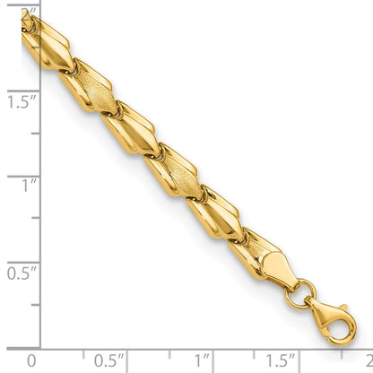 10K Gelbgold Poliert und Satiniert Fantasieglieder Armband