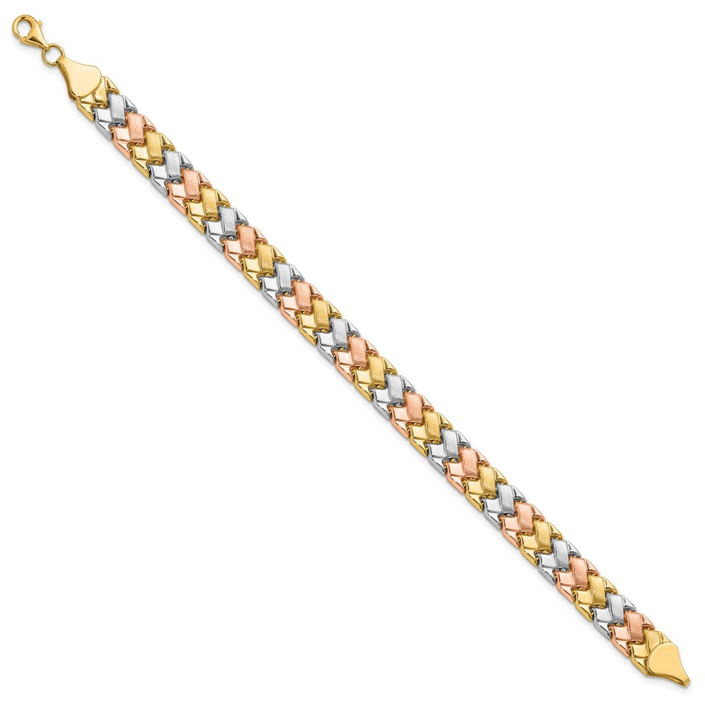 10K Bicolor Weiß Rhodium Poliert/satin Fantasieglieder Armband