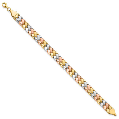 10K Bicolor Weiß Rhodium Poliert/satin Fantasieglieder Armband