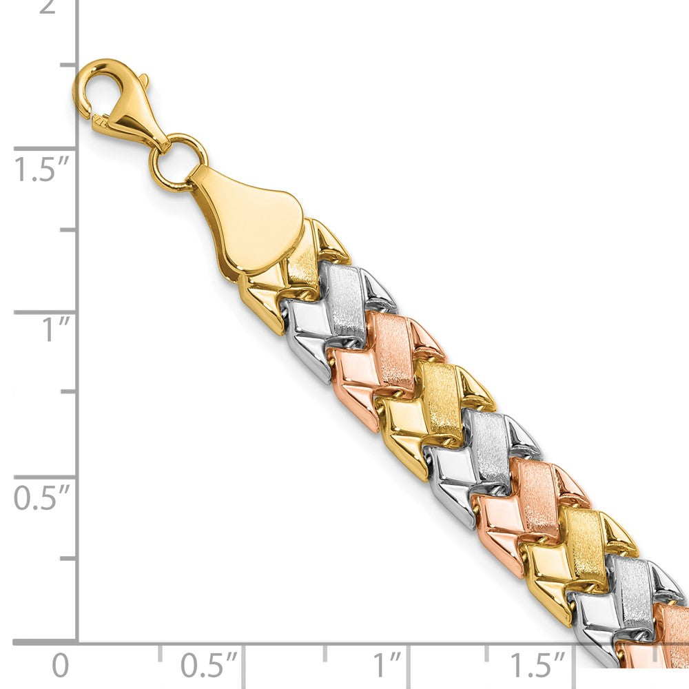 10K Bicolor Weiß Rhodium Poliert/satin Fantasieglieder Armband