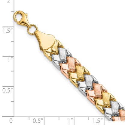 10K Bicolor Weiß Rhodium Poliert/satin Fantasieglieder Armband