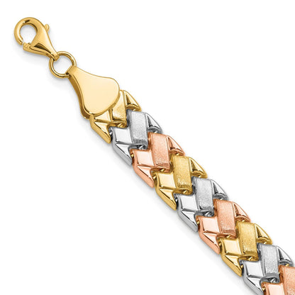 10K Bicolor Weiß Rhodium Poliert/satin Fantasieglieder Armband