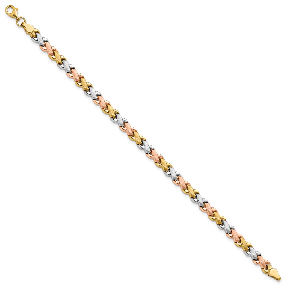 10K Bicolor Weiß Rhodium Poliert/satin Fantasieglieder Armband