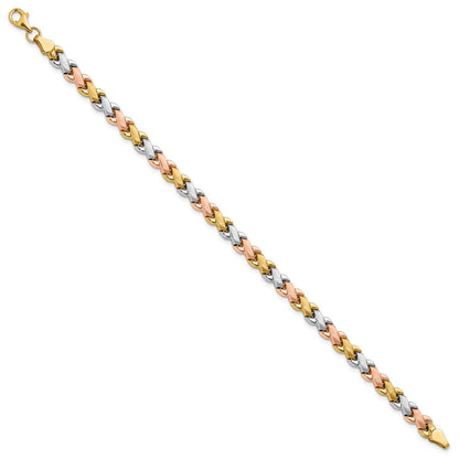 10K Bicolor Weiß Rhodium Poliert/satin Fantasieglieder Armband