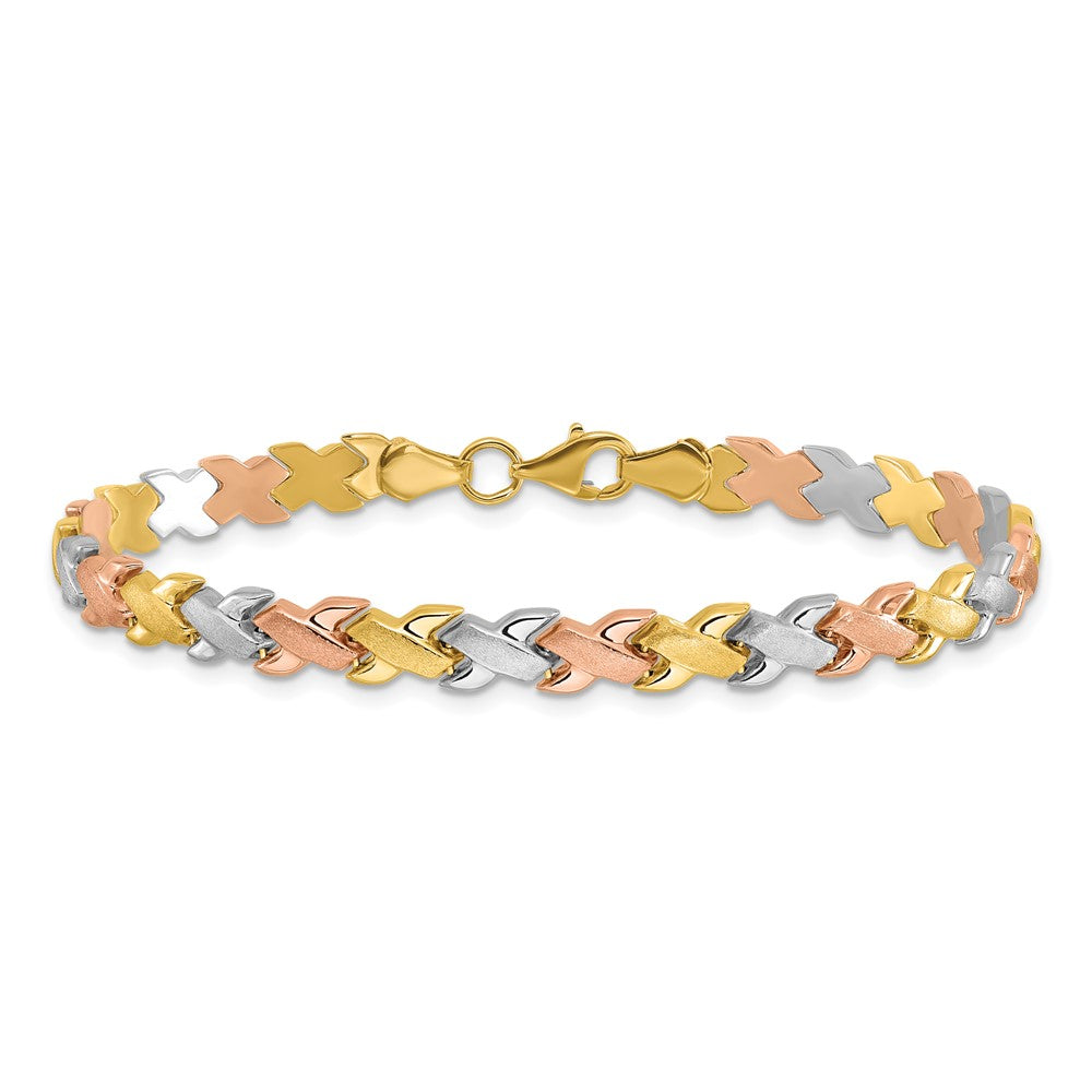 10K Bicolor Weiß Rhodium Poliert/satin Fantasieglieder Armband