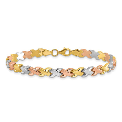 10K Bicolor Weiß Rhodium Poliert/satin Fantasieglieder Armband