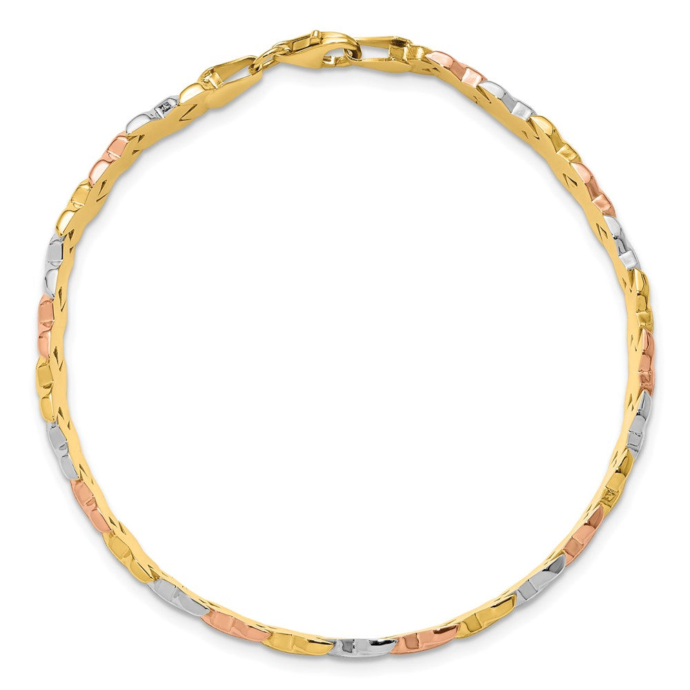 10K Bicolor Weiß Rhodium Poliert/satin Fantasieglieder Armband