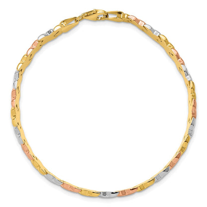 10K Bicolor Weiß Rhodium Poliert/satin Fantasieglieder Armband
