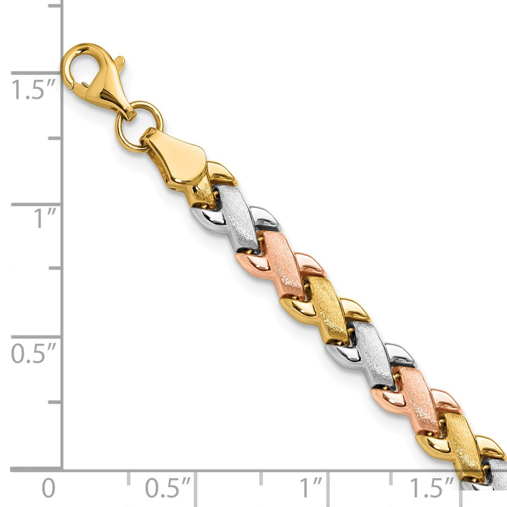 10K Bicolor Weiß Rhodium Poliert/satin Fantasieglieder Armband