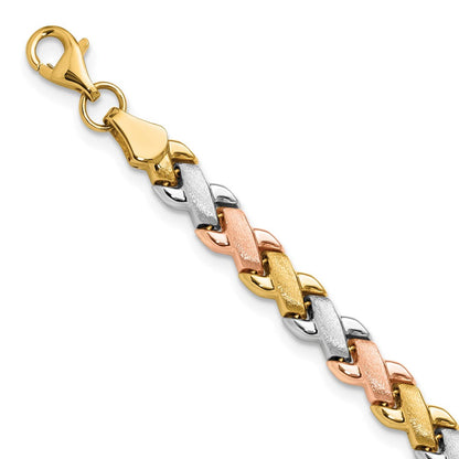 10K Bicolor Weiß Rhodium Poliert/satin Fantasieglieder Armband