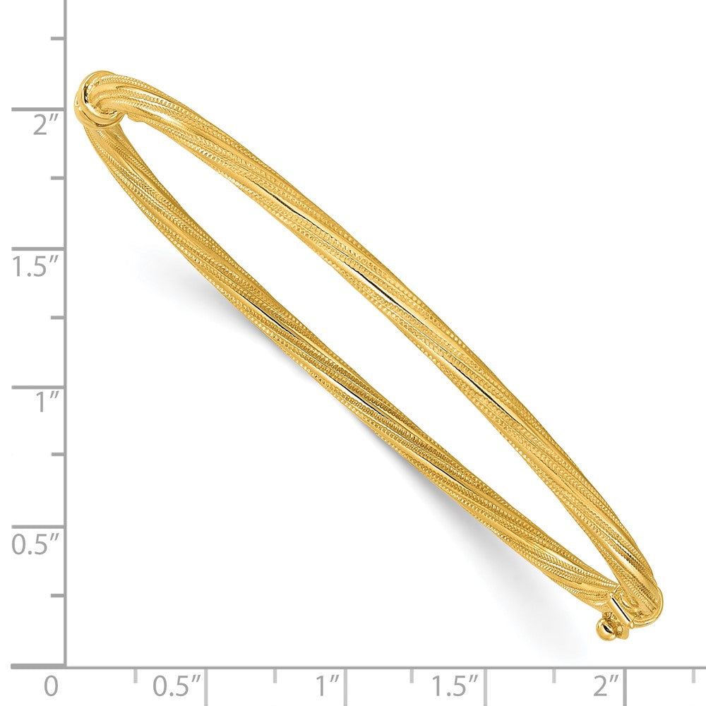 10K Gelbgold Poliert und Strukturiert Gedreht Klappbar Armreif