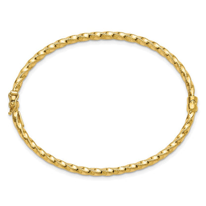 10K Gelbgold Poliert/textured und Gedreht Klappbar Armreif