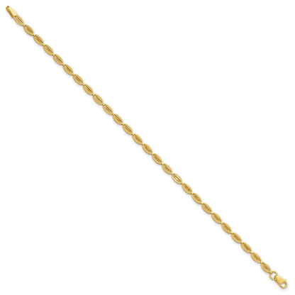 10K Gelbgold Poliert und Strukturiert Fantasie Oval Glieder Armband