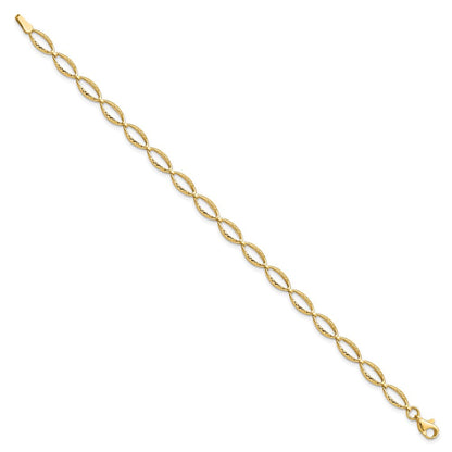 10K Gelbgold Poliert und Diamantiert Armband