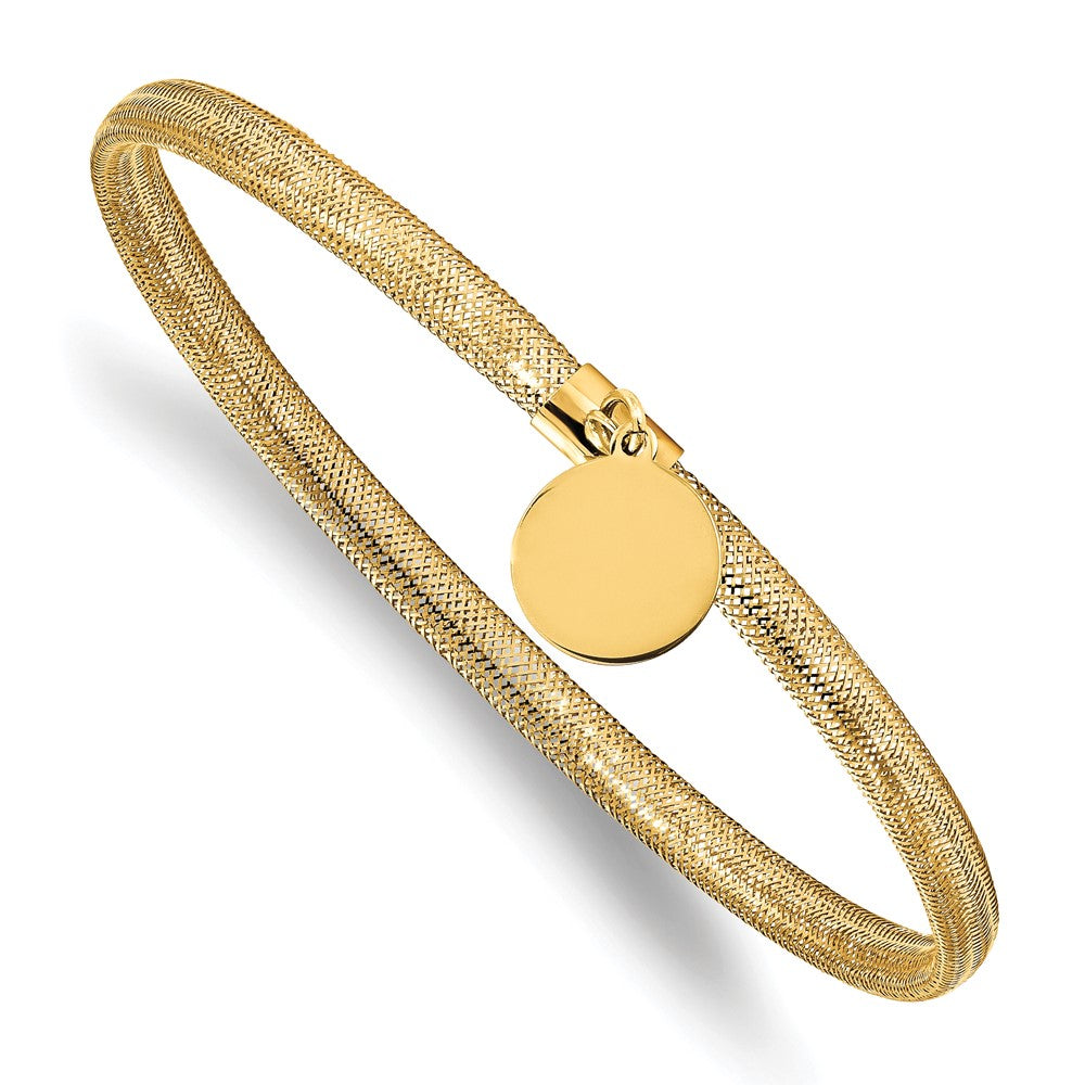 10K Gelbgold Dehnbar Netz Hängend Charm Armband