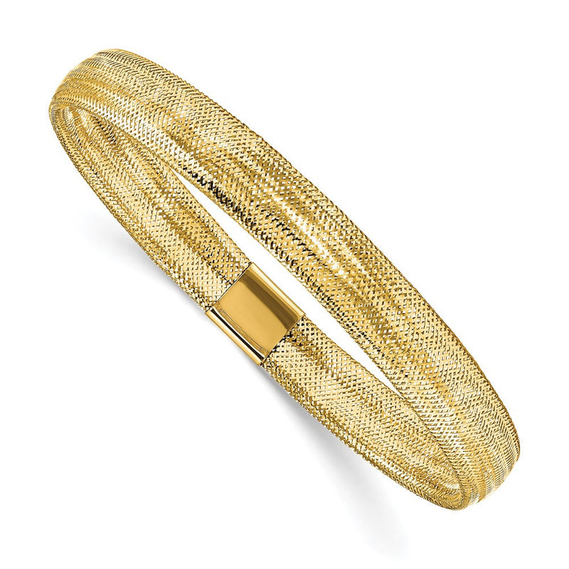10K Gelbgold Poliert Netz Dehnbar Armband