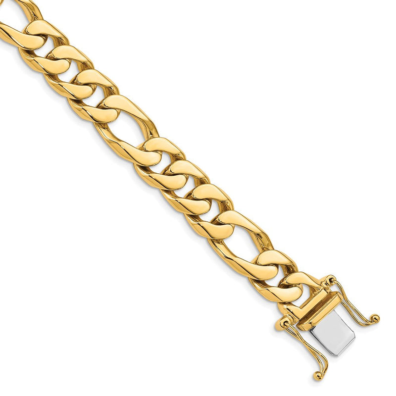 10K Gelbgold 11mm Hand-polished Figaro Glieder Gliederarmband