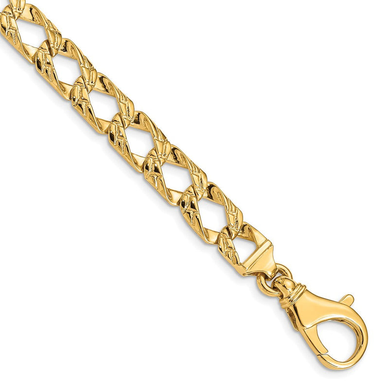 10K Gelbgold 8.6mm Hand Poliert Fantasieglieder Gliederarmband